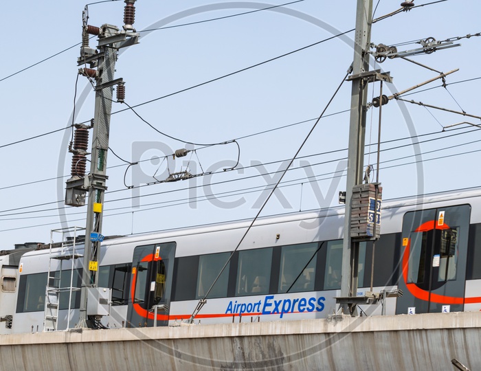 Airport Express Line of Delhi Metro at Dhaula Kuan metro station