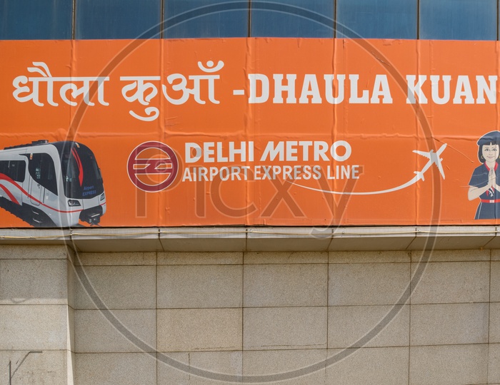 Dhaula Kuan metro station at Airport Express Line of Delhi Metro