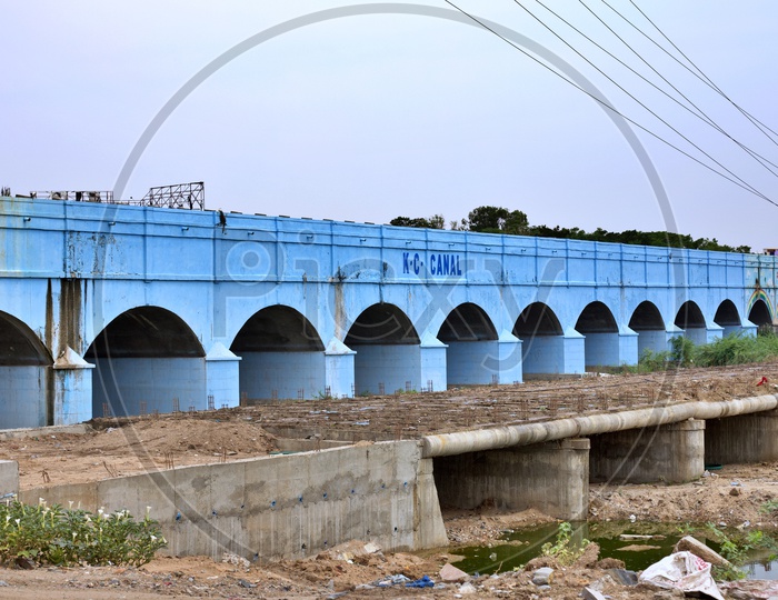 Construction of a new bridge in handri river near KC canal.