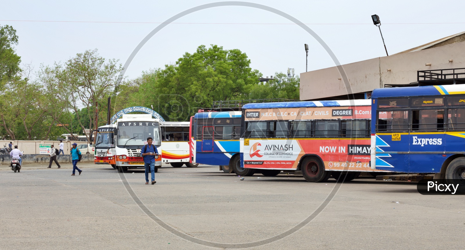 Bus stopped in kurnool bus stand.