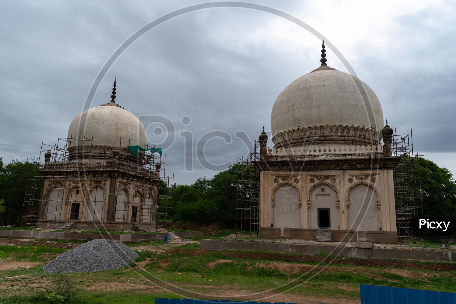 Renovation works at Qutb Shahi Tombs, Hyderabad.