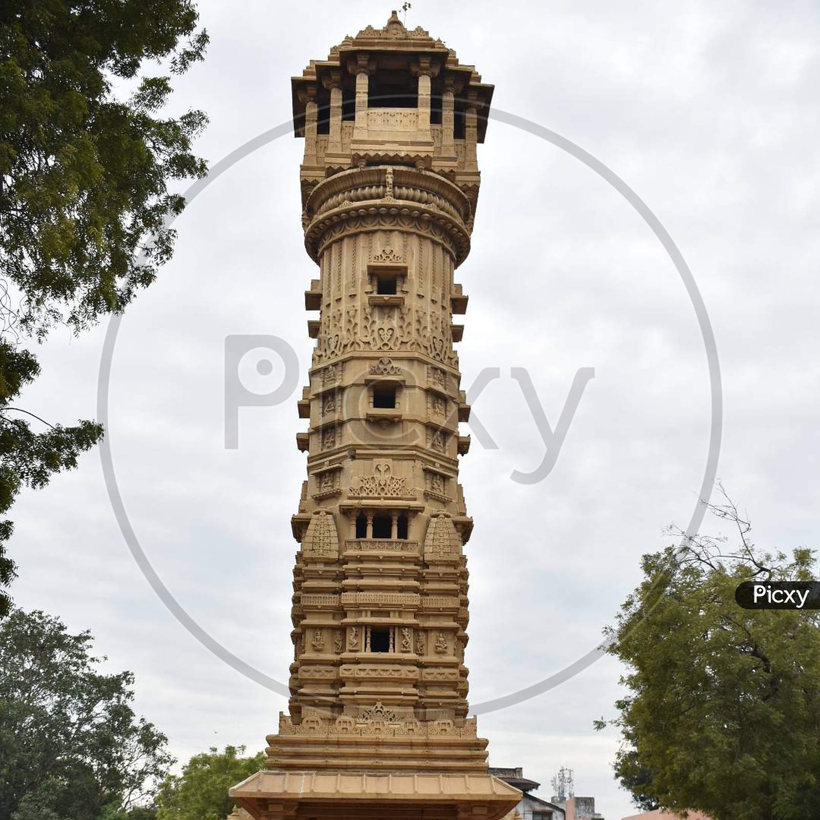 A minar at a main temple in ahmedabad