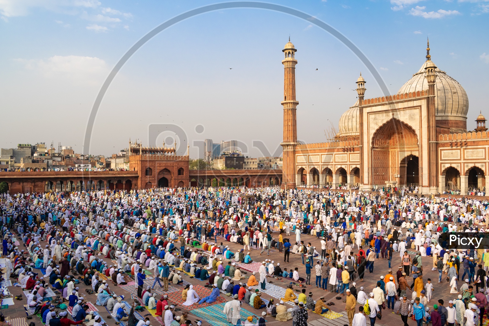 People preparing for Namaz on the day of Eid-ul-Fitr (End of the holy month of Ramadan) at Jama Masjid, Delhi
