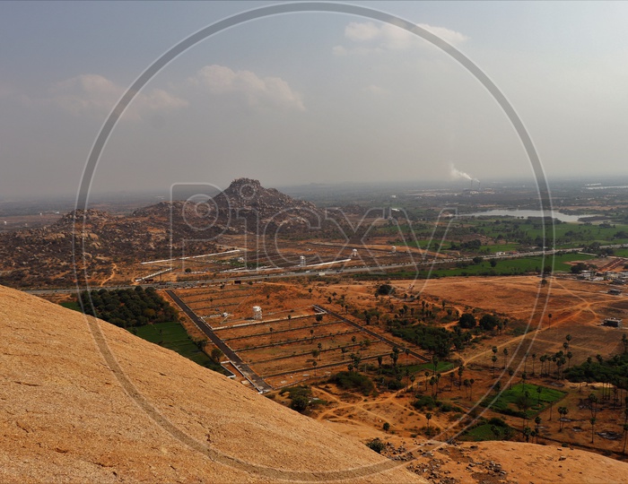 Aerial View Of Paddy Fields From Bhongir Fort