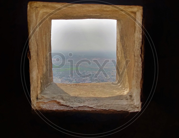 A View of City Scape from The Bhongir Fort Windows
