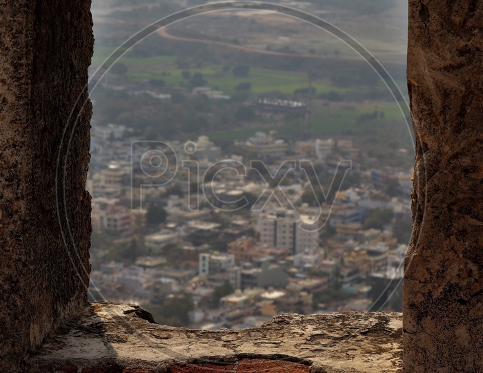 A View Of City Scape From The Bhongir Fort Windows