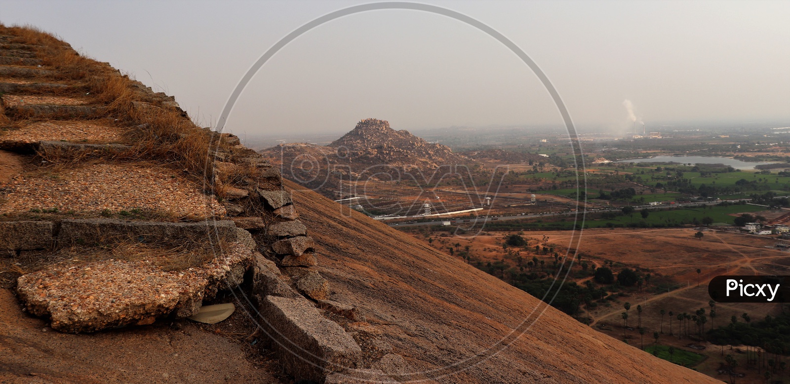 A Aerial View Of Hills And Railway Track From Bhongir Fort