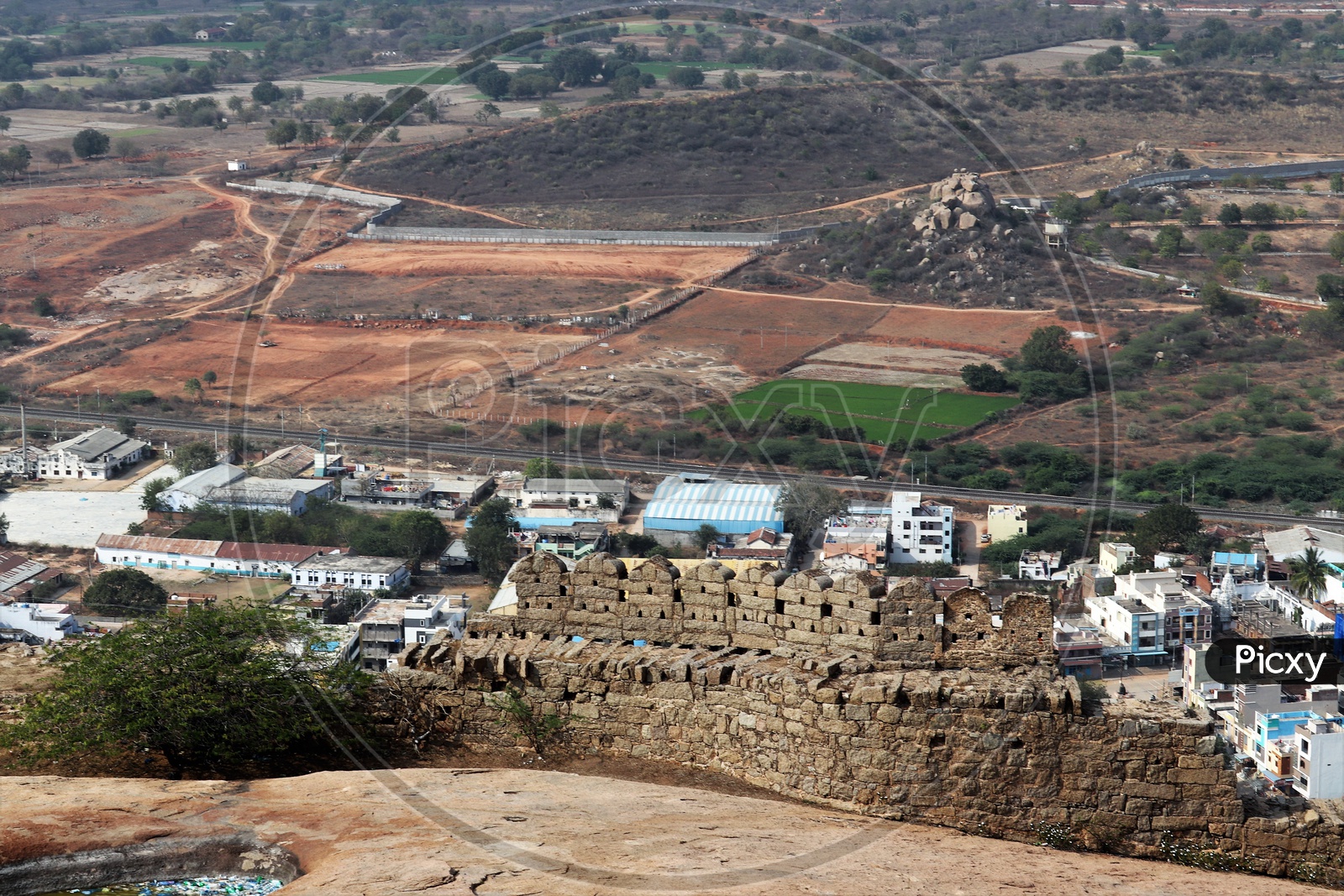 View Of Bhongir Town From The Bhongir Fort