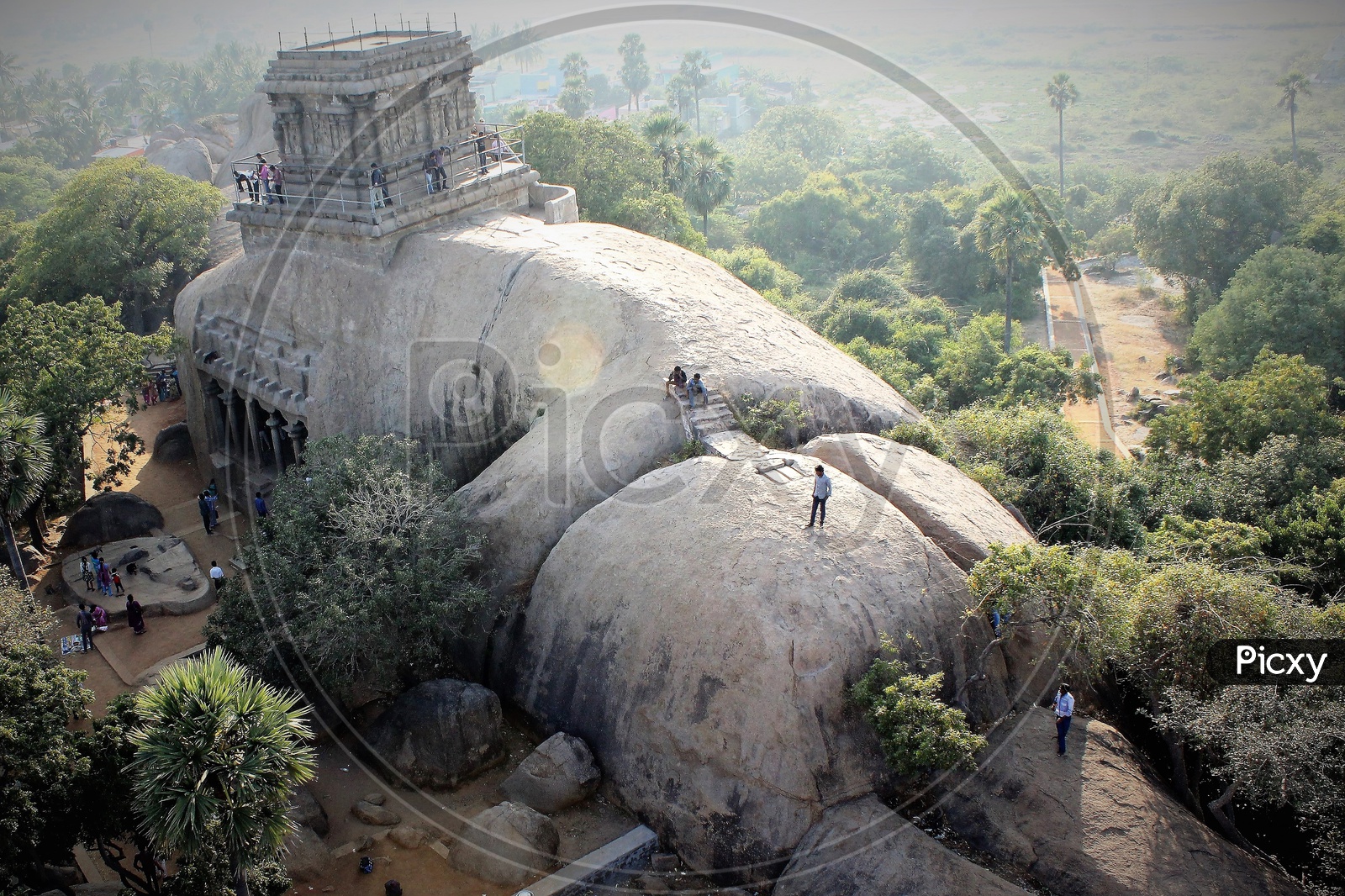 Visitors on The Rock hill at Mamallapuram
