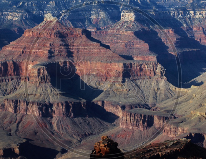 Rock Formations of Terrain Bad Lands with Sedimentary Rock Hills  at Grand Canyon ,  Arizona