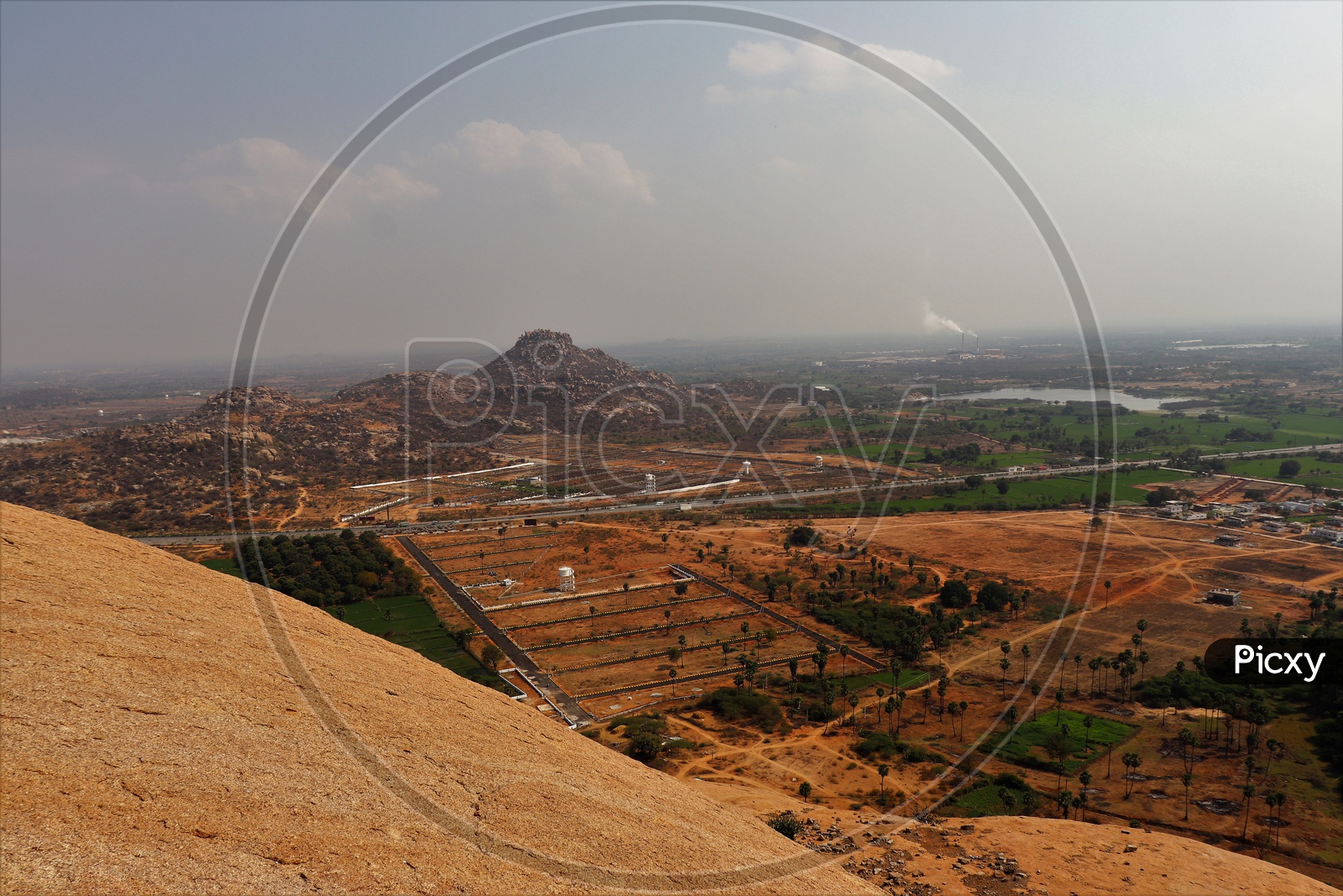 Aerial View Of Paddy Fields From Bhongir Fort