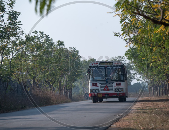 Telangana State Road Transport Corporation  ( TSRTC ) City Bus On Rural Village Roads