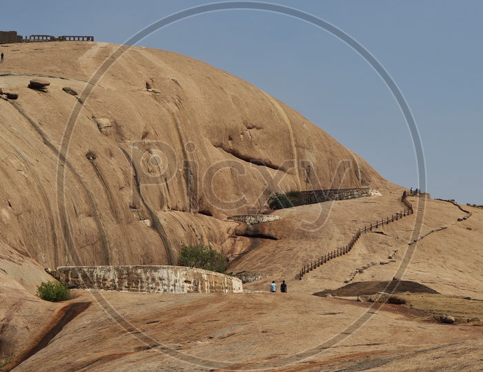Safety Railing At Stone Hill Near Bhongir Fort