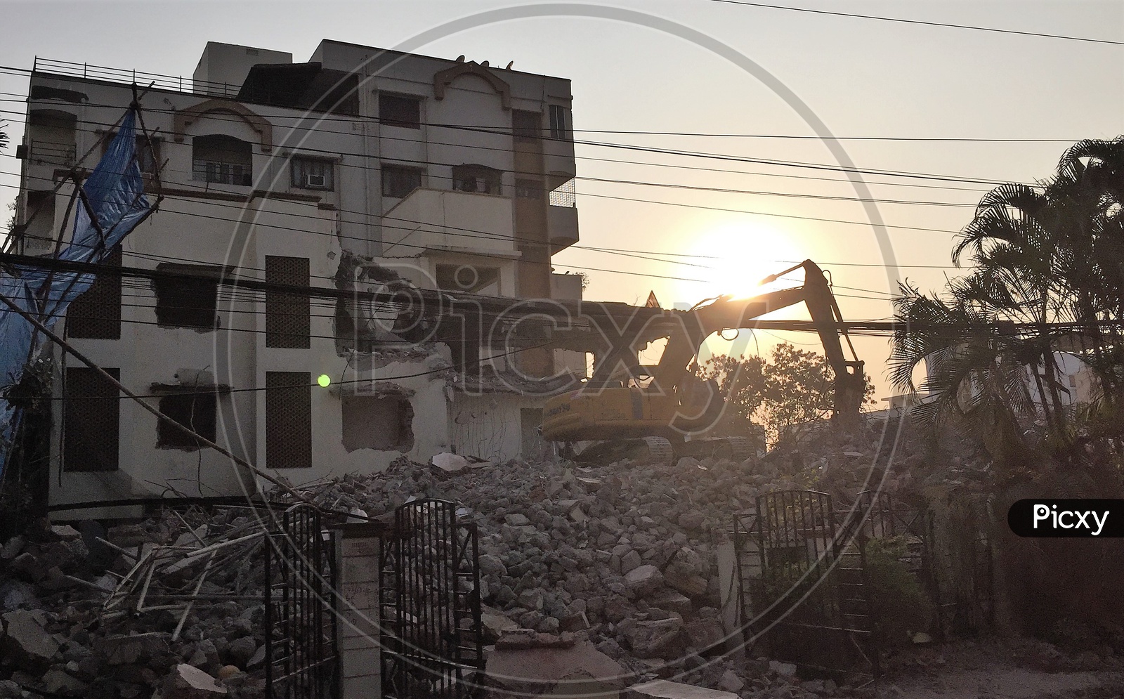 Demolition of Old Buildings Or Houses With JCB  Or Earth Movers