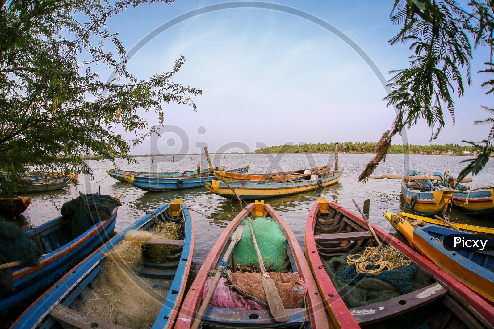 Fishing Boats With Nets At a Fishing Hatch
