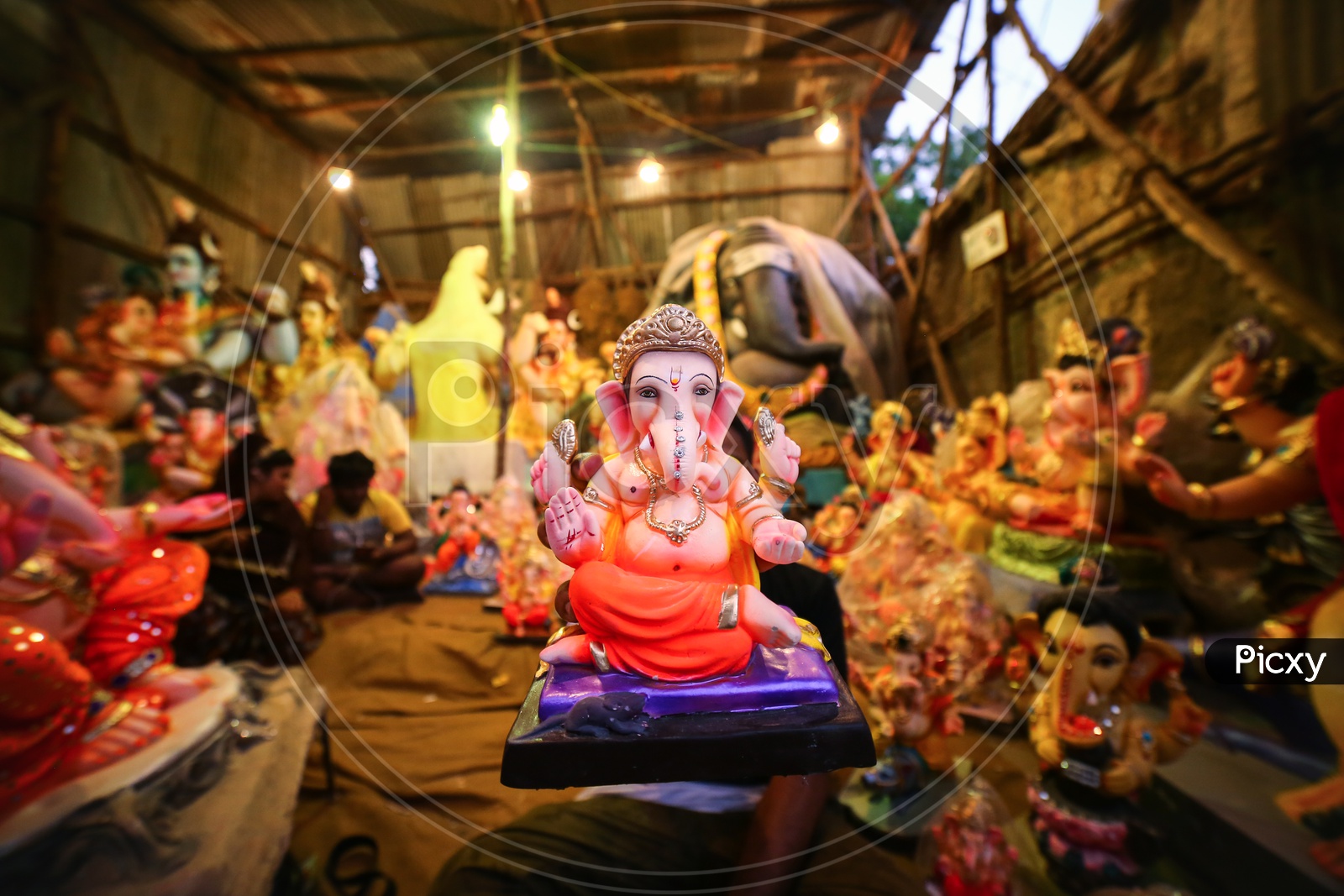 Ganesh Idols In Display At The Workshops For Ganesh Festival Or Ganesh Chathurdhi
