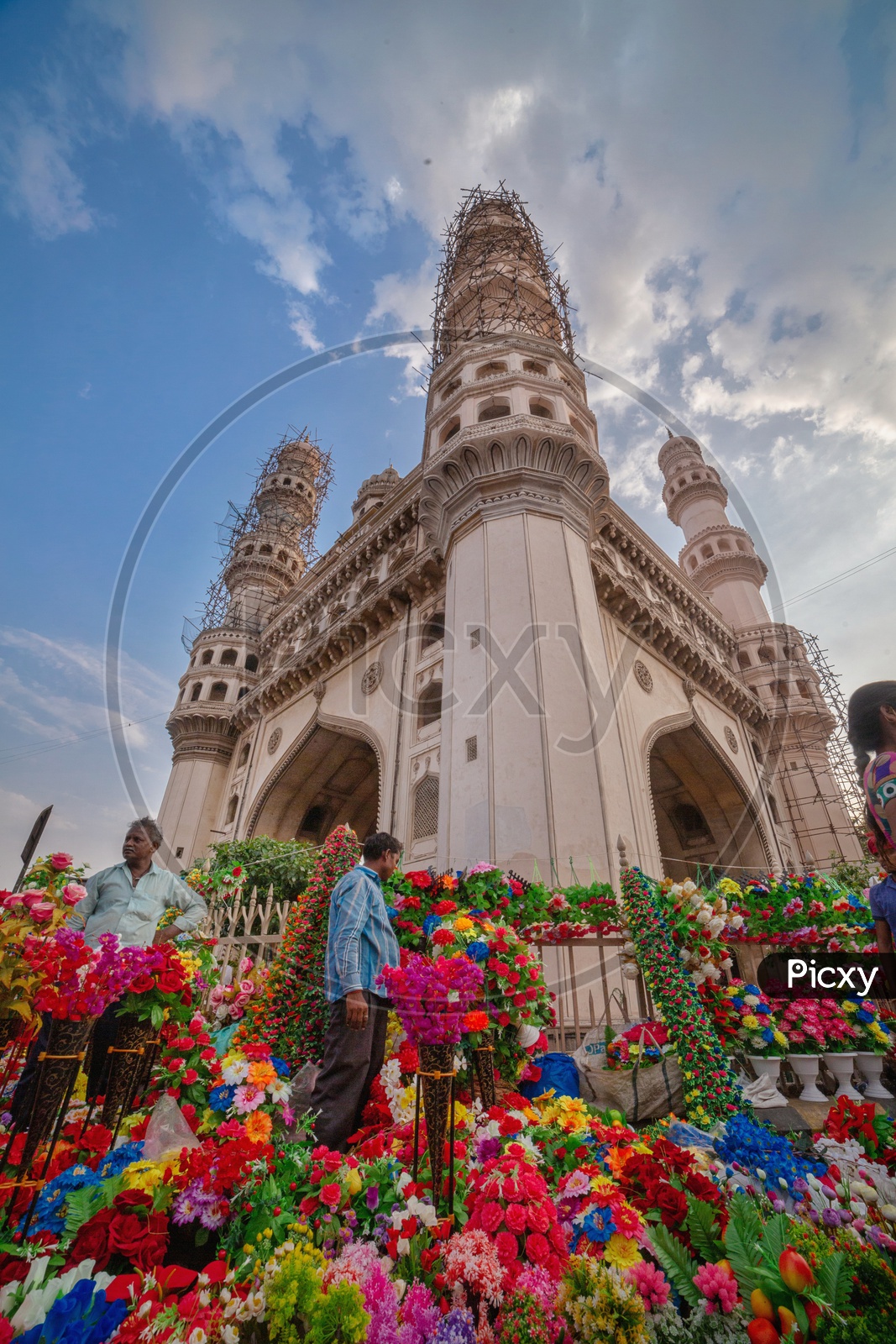 Image of Artificial Colour Flower Vendors At CharminarZJ699148Picxy