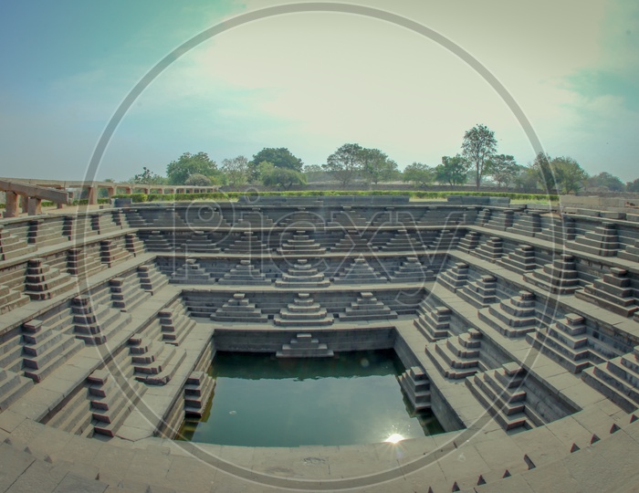 Architectural View  of Manmatha Water Tank In Hampi