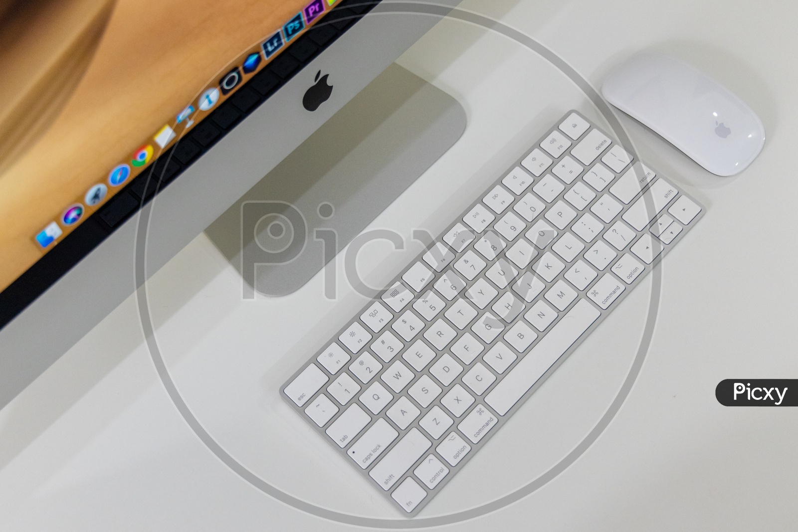 Computer or Desktop  Along With  Keyboard At Office Desk On a White Desk Background