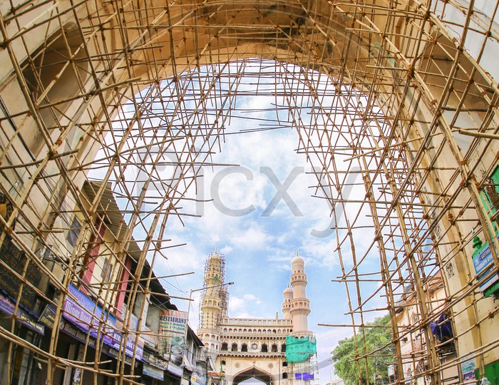 Renovation Works For The Arches On  Charminar streets