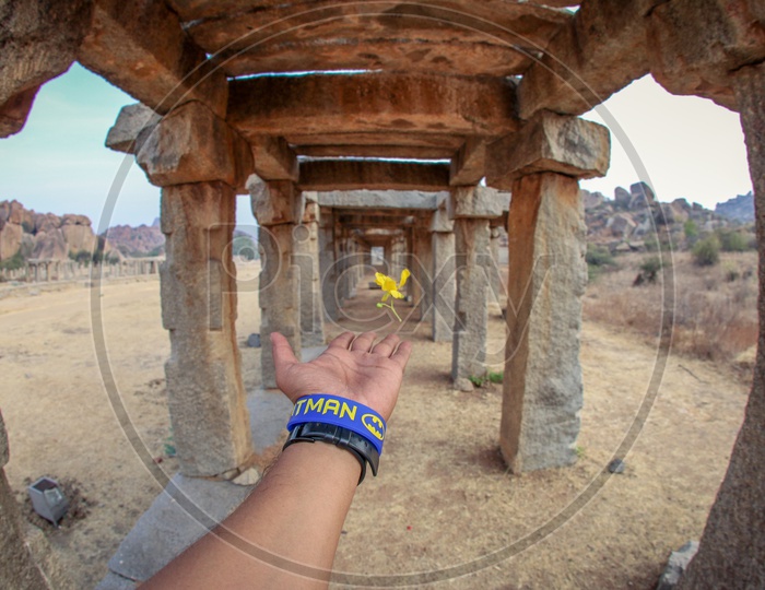 An Architecture Of Pillars Of Ancient Temples Of Hampi