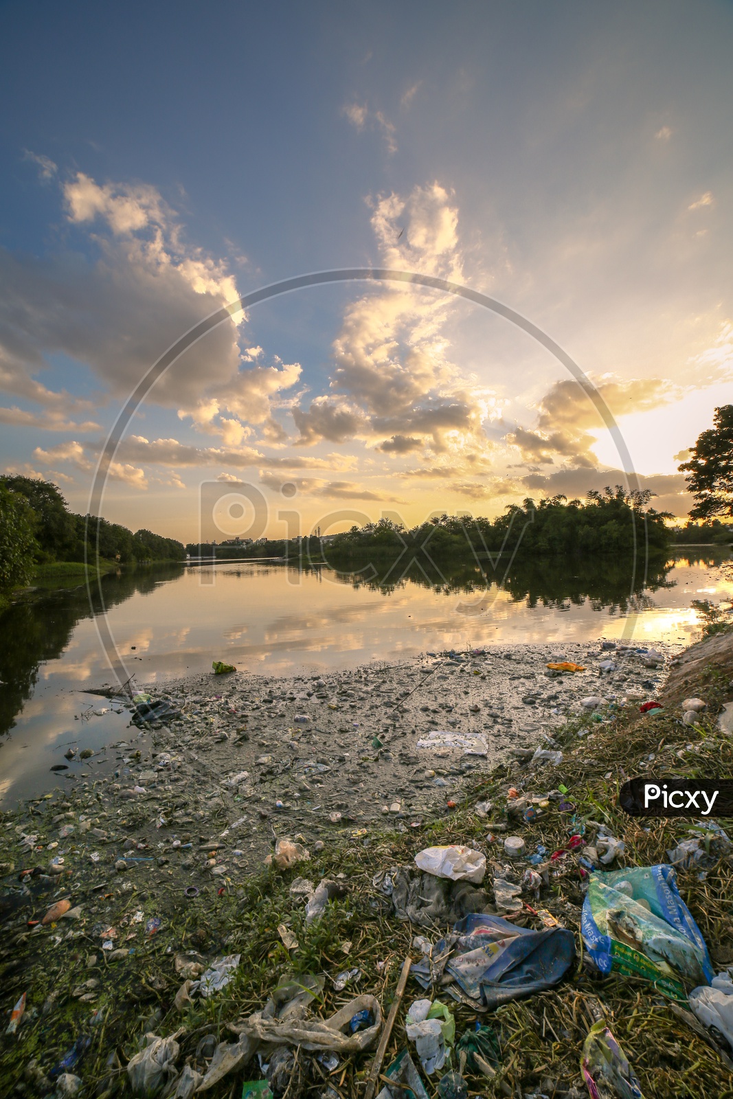 Waste Plastic Or Garbage Or  Plastic Pollution on a Lake I