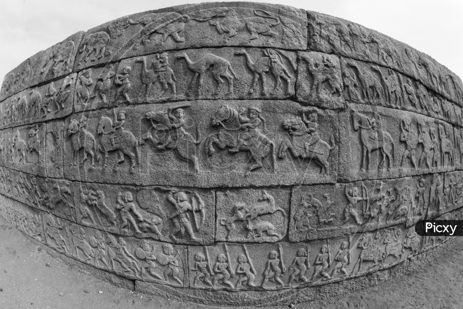 Ancient Wall Sculptures At Hampi