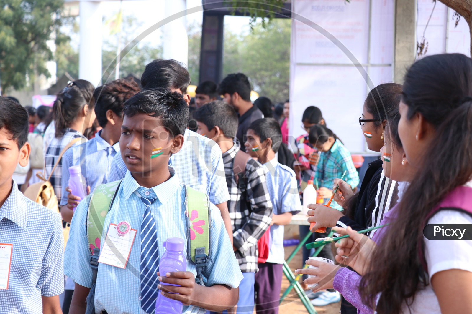 Image of School Students Or Children Painting India n National Flag Tri ...