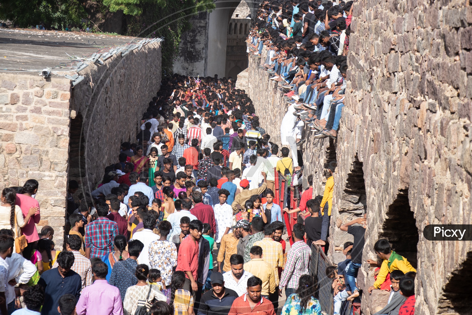 Crowd Or Devotees  At Golconda Fort During Bonalu Festival