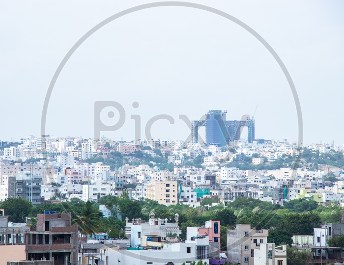 City Scape  View Of Hyderabad With buildings From Golconda Fort