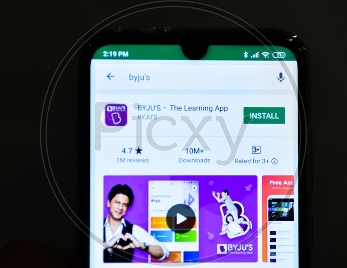 BYJU's Or BYJUS The Learning App or Application in  Mobile or Smartphone   Closeup