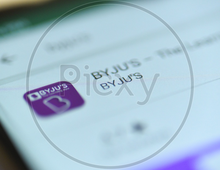 BYJU's Or BYJUS The Learning App or Application in  Mobile or Smartphone   Closeup