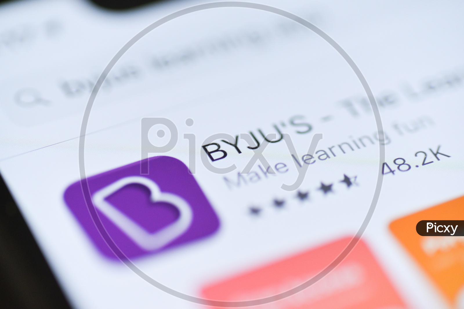 BYJU's Or BYJUS The Learning App or Application in  Mobile  or Smartphone  Closeup