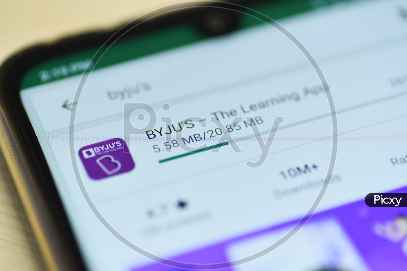 BYJU's Or BYJUS The Learning App or Application Being Installing  in  Mobile  or Smartphone  Closeup