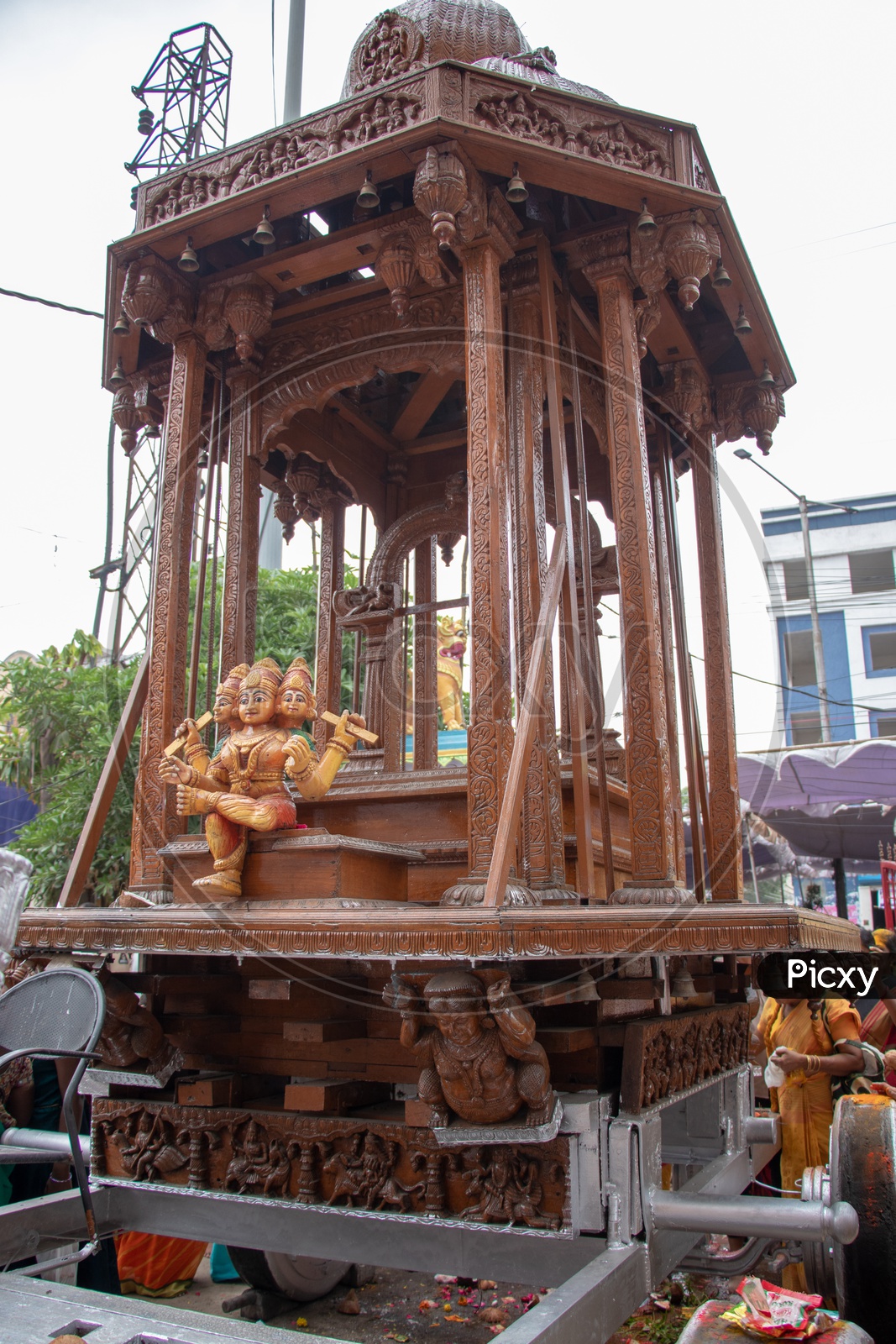 Temple Procession Wooden Chariot at Hindu Temples
