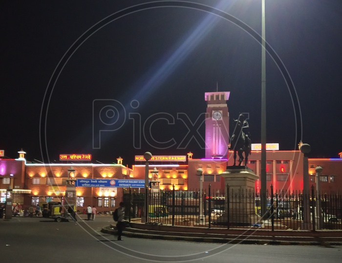 Indias no. 1 clean railway station outside look at night