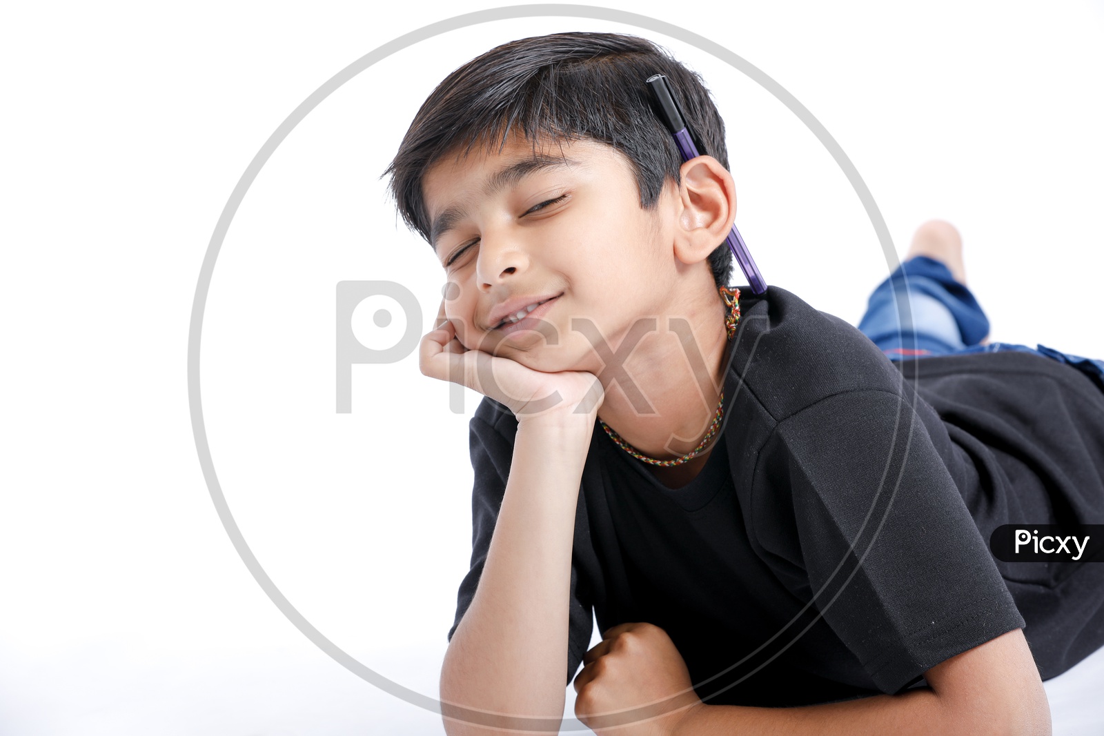 Indian Cute Little Boy Or Asian Kid   With Expressions and Smile On Face On an Isolated White Background