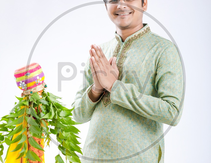 Indian Maratha Man Celebrating  Gudi Padwa  , Maratha New Year Day