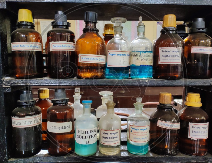 Chemical Containers In a College Chemistry Lab