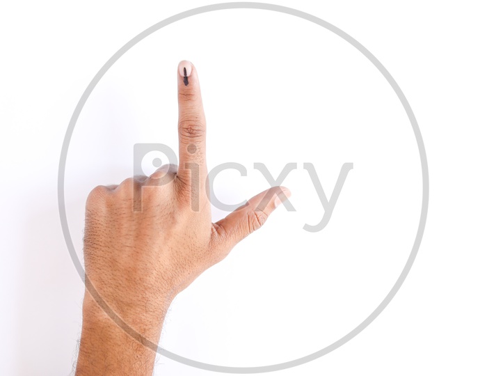 Voter Showing Inked Finger After Casting Vote In Elections Sign Of Casting Vote