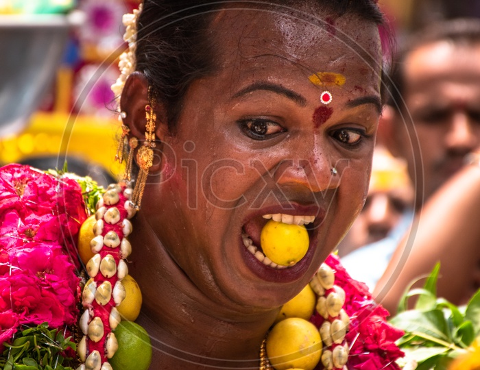 Traditional cultural activities on the eve of Bonalu festival at Ujjaini Mahankali Temple, Secunderabad.