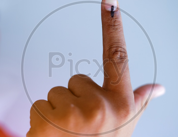 Indian Voter Hand With Inked Finger  Sign Of Voting in Elections