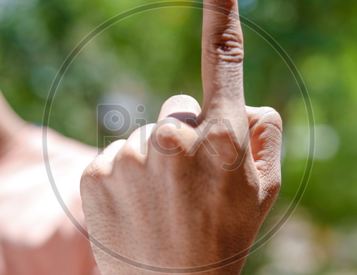 Voter Showing Inked Finger After Casting Vote In Elections Sign Of Casting Vote