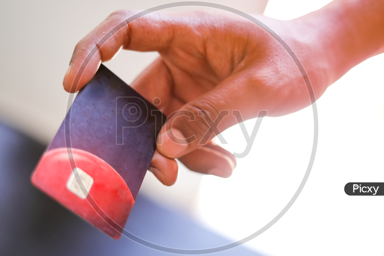 Man Hands Holding Credit Or Debit Card Closeup