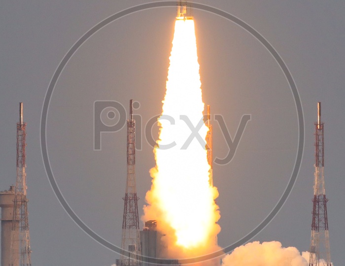 Chandrayaan 2 taking off from launchpad at Sriharikota