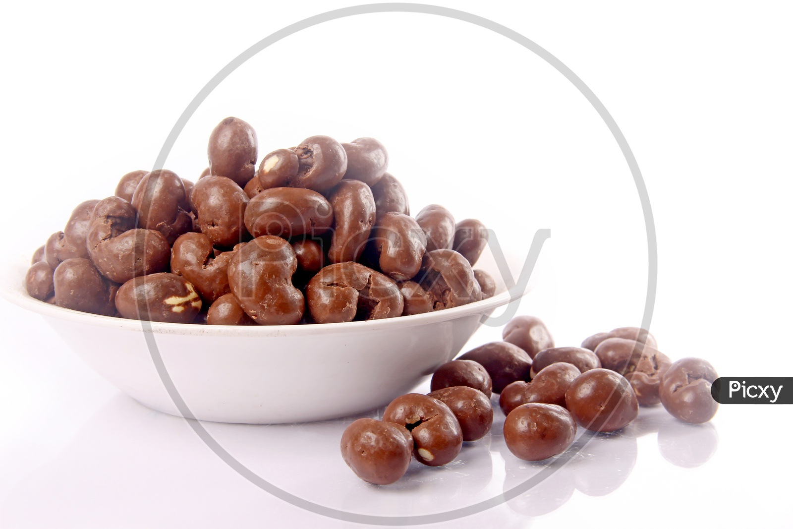 Chocolate Coated Cashew Nuts in a Bowl