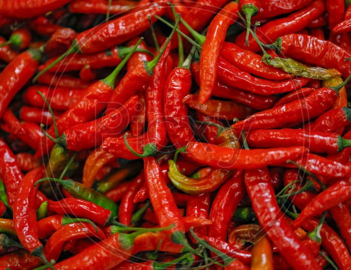 Red Chilly  in a Vegetable Vendor Shop