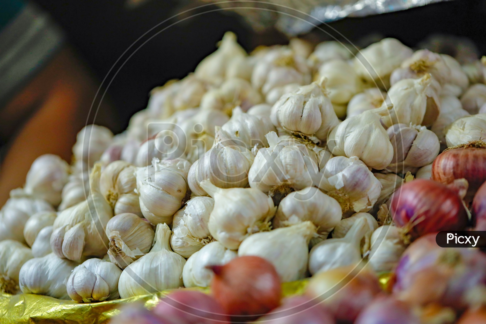 Garlic In a Vendor Stall
