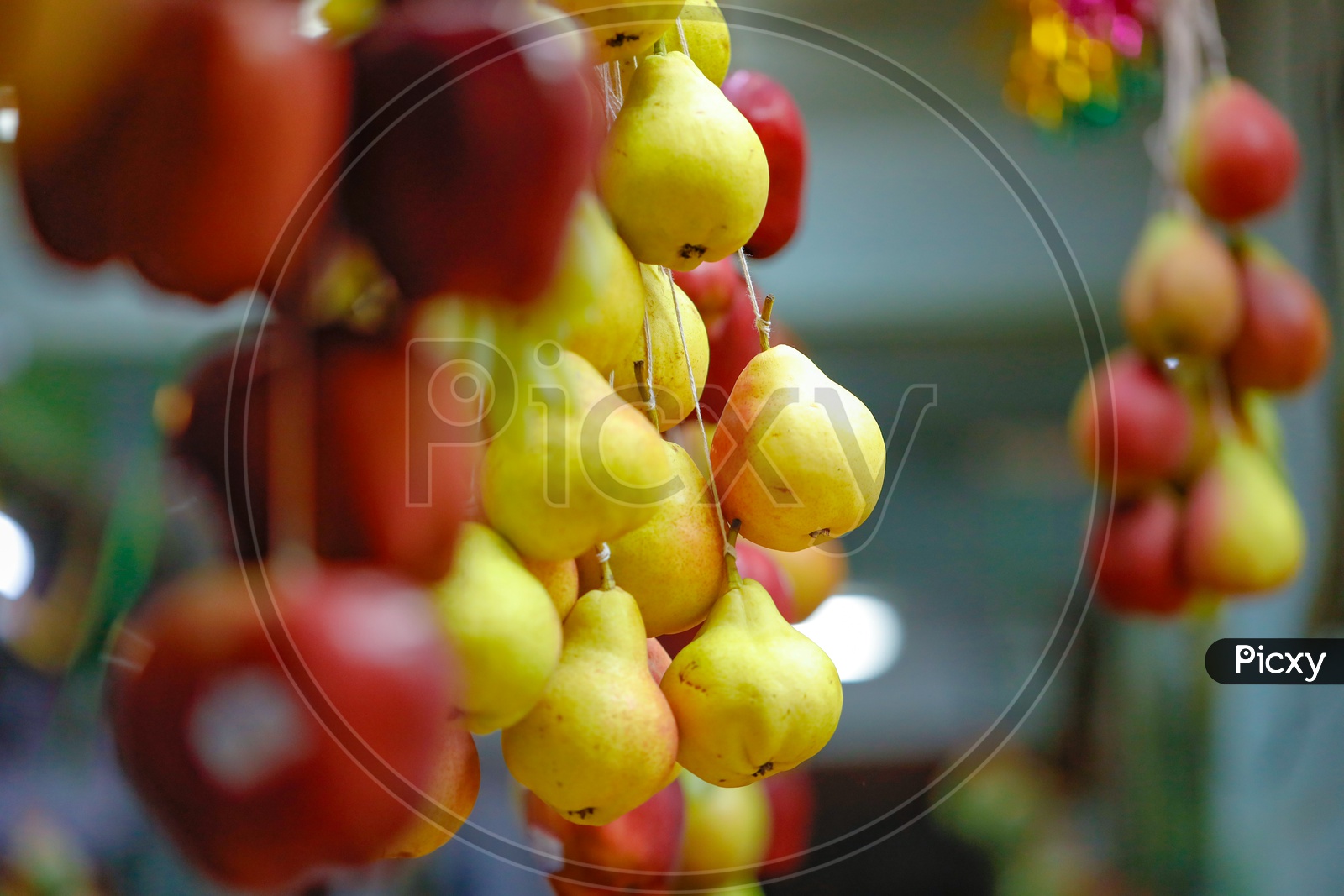 Green Pears in a Fruit Vendor Stall