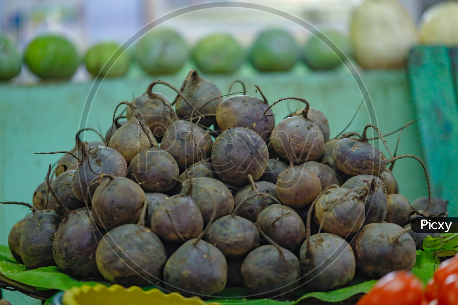 Fresh Beetroot  In  a Vegetable Vendor Stall or Shop in Market